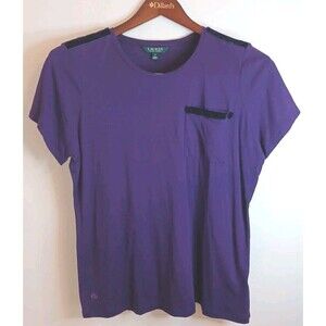 Ralph Lauren Pullover Knit Top Womens XL Purple Shortsleeve Scoop Neck